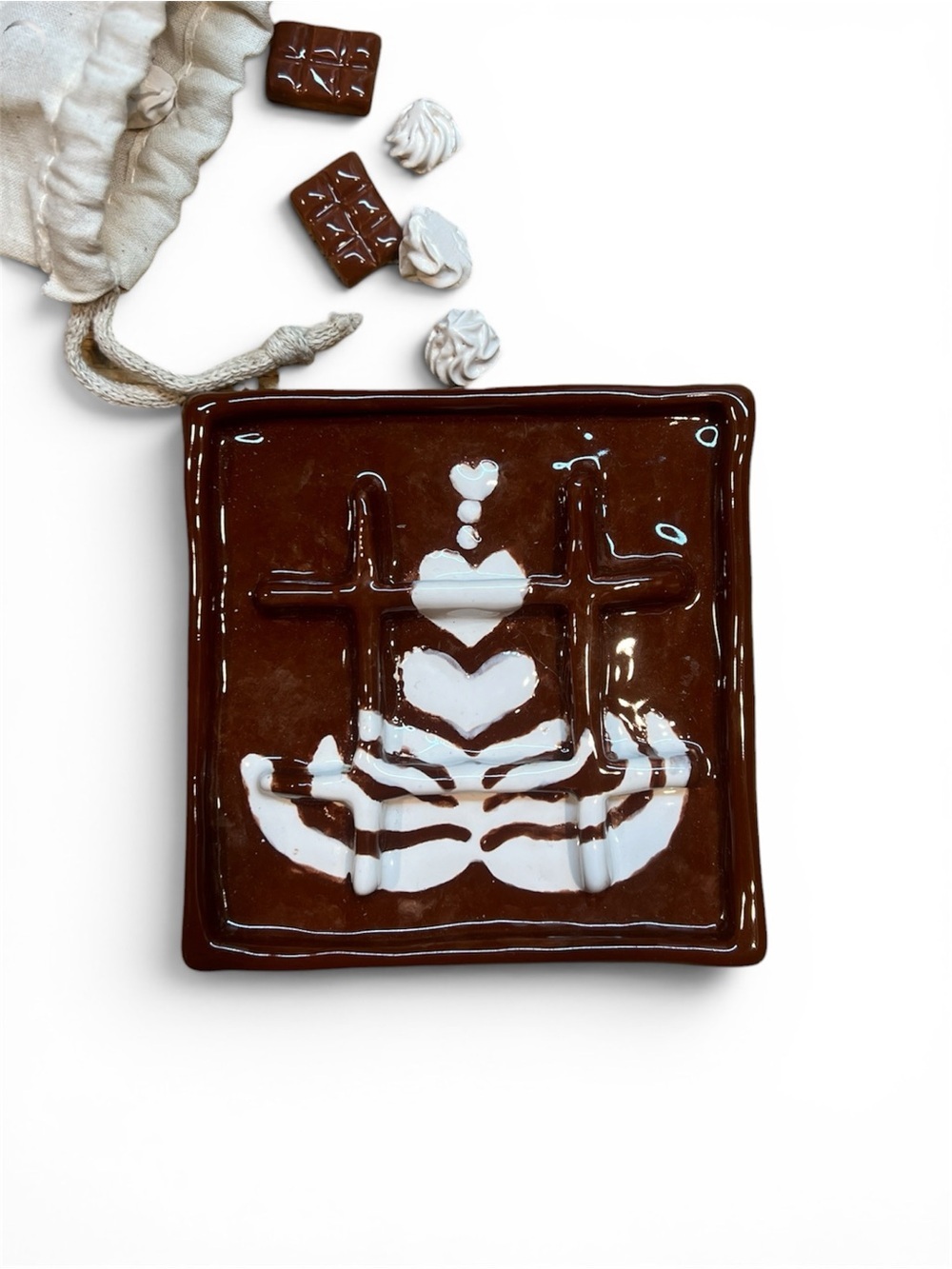 Handmade Latte Art Chocolate Ceramic TIC TAC TOE Game